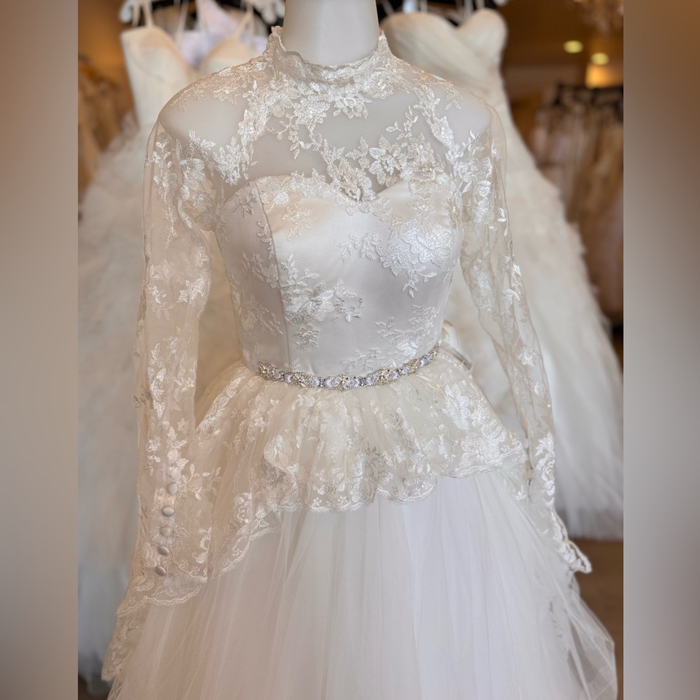 Elegant Modern Lace Wedding Dress - Picture 2 of 8